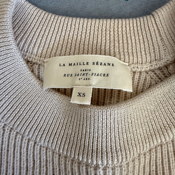 Sezane Cream Ribbed Button-Cuff Sweater - Picture 2 of 5